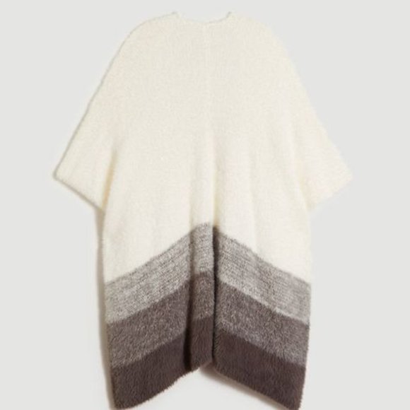 Ann Taylor Cozy Colorblock Open Poncho One Size - Picture 1 of 13